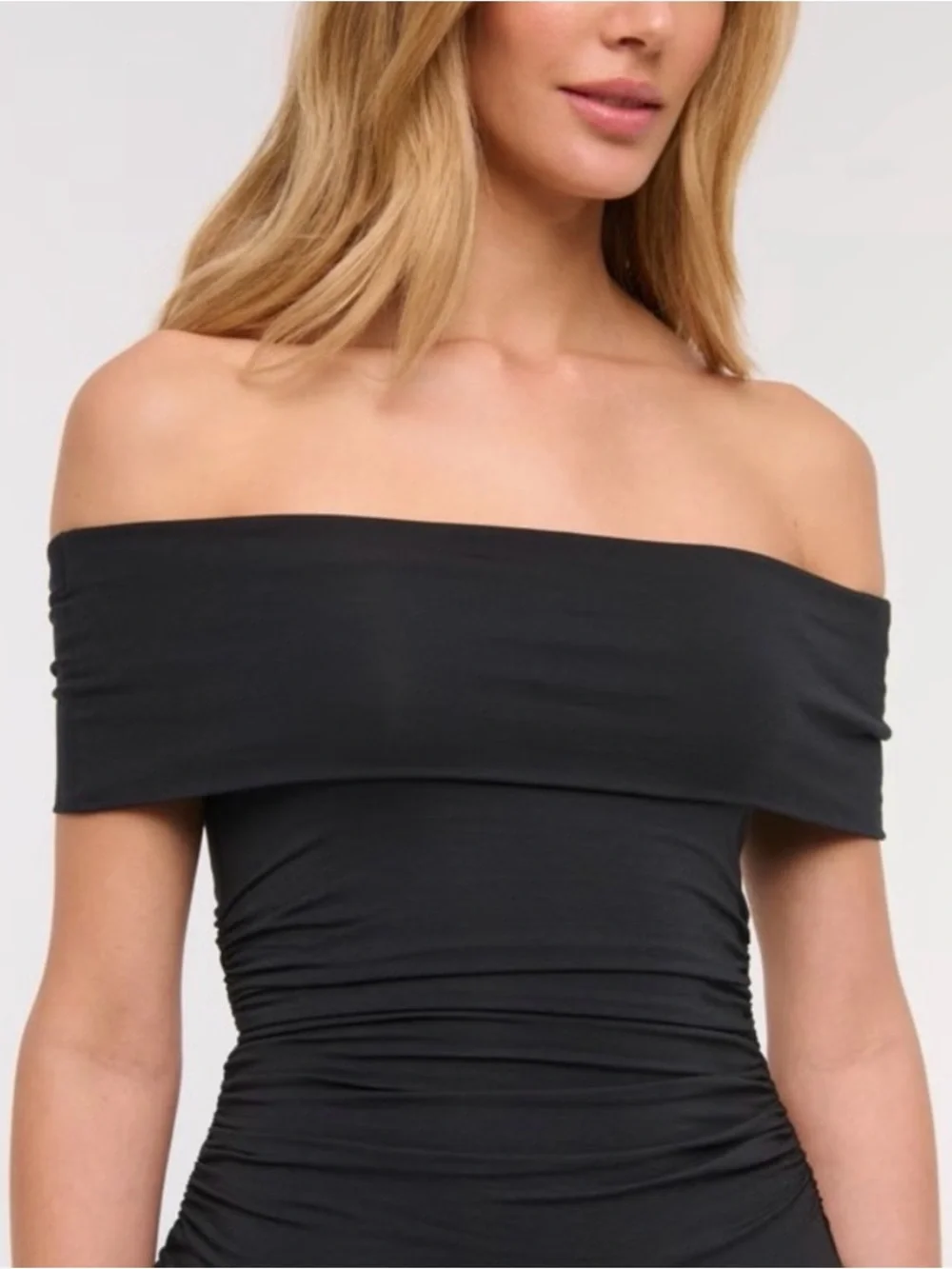 Abercrombie & Fitch Black Off-Shoulder Maxi Dress
